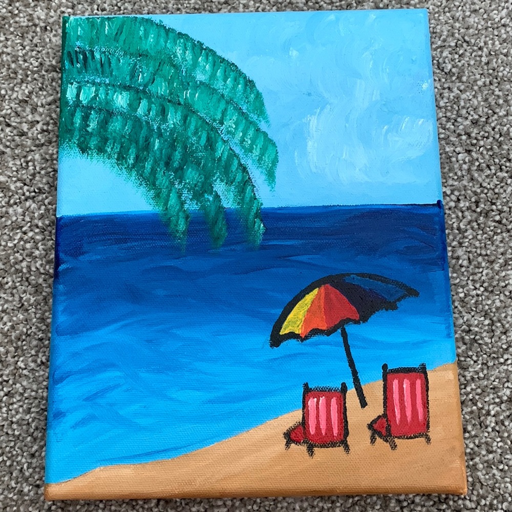 Beach themed canvas painting
